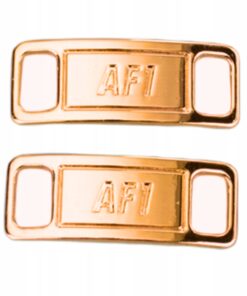 2x Metalowe Klamry znaczki blaszki na sznurówki Nike Air Force 1 AF1 złote